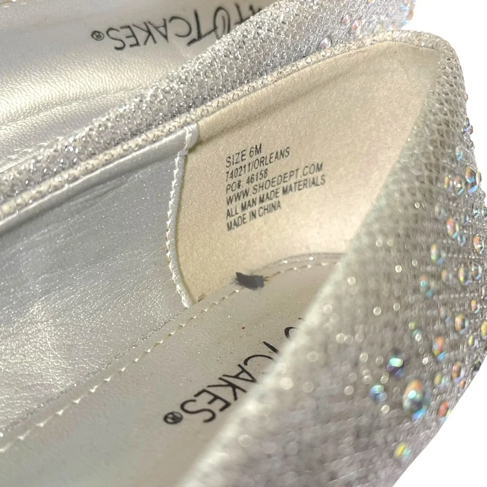 Hotcakes 6M Silver Ballet Flats Rhinestone Glitter‎ Sparkle Glam Princesscore